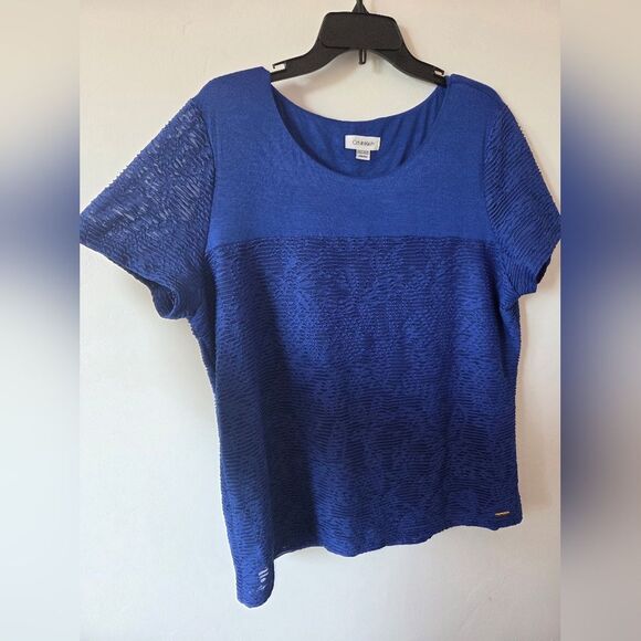 Calvin Klein Cobalt Blue Plus Size XXL Formal Shirt Blouse Top Office Teacher - Picture 1 of 7